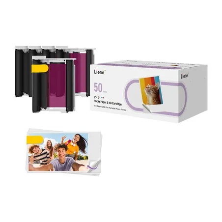Liene 2x3" Photo Paper, 50 sheets + 5 ink cartridges